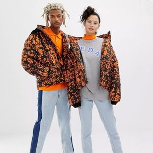 NWOT COLLUSION Unisex printed puffer jacket with removeable hood